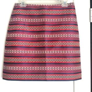NWT LOFT Pink Navy Patterened Skirt Size 6